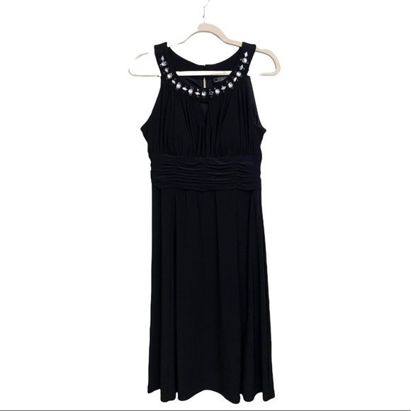 Dressbarn Collection Women's Size 10 Black Dress Jewleled Neckline Sleeveless - Picture 13 of 13